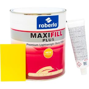 Maxifill Plus Premium Body Filler for Big Automotive Repairs & Best Spreadability, for Medium-Large Dents & Scratches, Use on Aluminum, Steel, Zinc, Galvanized & Fiberglass, 3L + Hardener