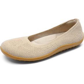 DREAM PAIRS Women's Ballet Flats, Wide Toe Box Knit Flats for Women with Arch Support, Comfortable Slip On Dressy Travel Work Business Office Shoes for Women
