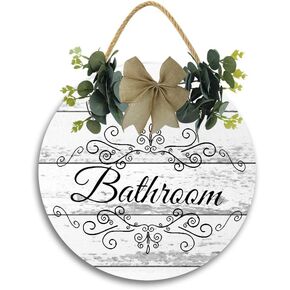 Lefangovs- Vintage Bathroom Signs 11x11In Farmhouse Wall Decorations Bath Decor,Bathroom Door Decoration, Rustic Home Decor,Home Wooden Decoration