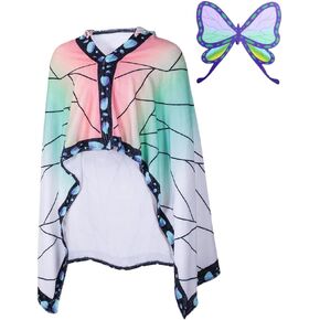 Women’s Kochou Shinobu Hooded Cloak Cape Cardigan Throw Blanket Flannel Halloween Costume