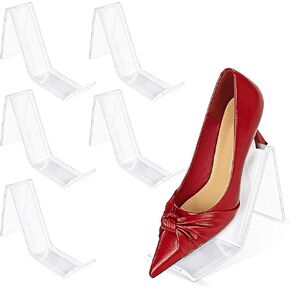 Cositina 6 Pieces Acrylic Shoe Display Stand Clear Sandal Rack Holder High Heel Show Display Stands Shoes Organizer for Home Store Retail Shop