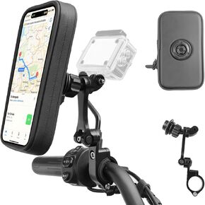 حقيبة هاتف مضادة للماء للدراجات النارية من SUNDAREE مع مشبك تثبيت على المقود من الألومنيوم، حامل هاتف دوار 360 درجة قابل للتركيب من GOPRO، حقيبة هاتف للدراجات النارية لهاتف iPhone والمزيد من الهواتف الذكية مقاس 4.7 بوصة إلى 6.8 بوصة in Kuwait