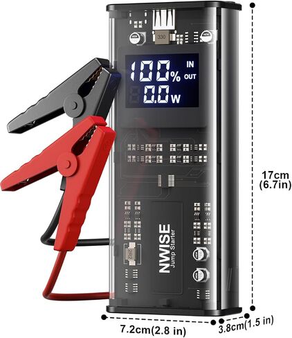 NWISE Car Jump Starter, 2000A Peak Portable Battery Starter with Smart Safety Jumper Clamps,12V Jump Boxes with LED Light in Saudi Arabia