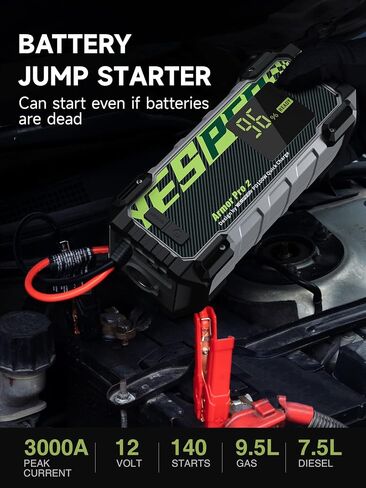 YESPER Battery Jump Starter 83200 mAh 3000A Peak Jump Box for car(Up to 9.5.0L Gas or 7.5L Diesel Engine,140 Times) 12V Auto Battery Booster Jump Starter Pack with PD100W Fast Charge Jumper Pack in Saudi Arabia
