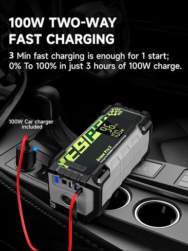 YESPER Battery Jump Starter 83200 mAh 3000A Peak Jump Box for car(Up to 9.5.0L Gas or 7.5L Diesel Engine,140 Times) 12V Auto Battery Booster Jump Starter Pack with PD100W Fast Charge Jumper Pack in Saudi Arabia