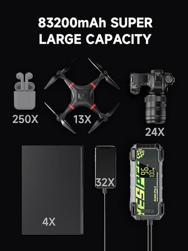 YESPER Battery Jump Starter 83200 mAh 3000A Peak Jump Box for car(Up to 9.5.0L Gas or 7.5L Diesel Engine,140 Times) 12V Auto Battery Booster Jump Starter Pack with PD100W Fast Charge Jumper Pack in Saudi Arabia