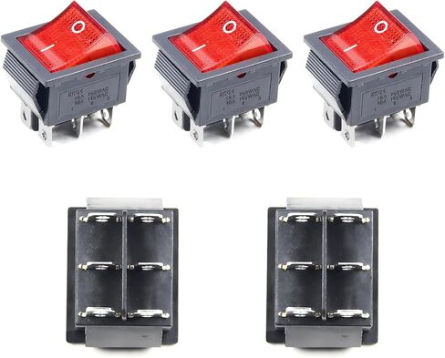 Fielect 5Pcs ON/Off Boat Rocker Toggle Switch 4 Pins 2 Position AC 20A/125V 16A/250V DPST Rocker Toggle Switch with Red LED Light in Saudi Arabia