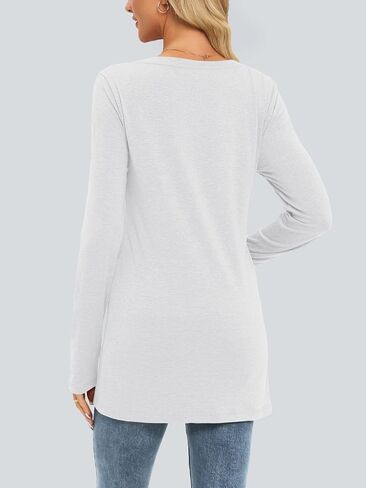 AUTOMET Womens Long Sleeve Shirts V Neck Casual Tops with Pockets Loose Dressy Basic Fall Outfits Clothes Winter Trendy 2025 in Kuwait