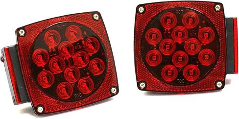 2PCS DC12 ضوء مقطورة مربع غاطس، IP68 مقاوم للماء، أضواء خلفية للمقطورة مناسبة للمقطورات أقل من 80 بوصة قارب مقطورة / تخييم / RV / تخييم / UTV / شاحنة in Kuwait