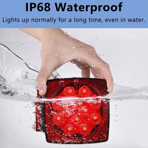 2PCS DC12 ضوء مقطورة مربع غاطس، IP68 مقاوم للماء، أضواء خلفية للمقطورة مناسبة للمقطورات أقل من 80 بوصة قارب مقطورة / تخييم / RV / تخييم / UTV / شاحنة in Kuwait