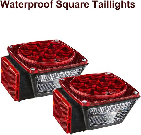 2PCS DC12 ضوء مقطورة مربع غاطس، IP68 مقاوم للماء، أضواء خلفية للمقطورة مناسبة للمقطورات أقل من 80 بوصة قارب مقطورة / تخييم / RV / تخييم / UTV / شاحنة in Kuwait