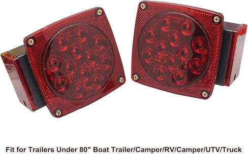 2PCS DC12 ضوء مقطورة مربع غاطس، IP68 مقاوم للماء، أضواء خلفية للمقطورة مناسبة للمقطورات أقل من 80 بوصة قارب مقطورة / تخييم / RV / تخييم / UTV / شاحنة in Kuwait