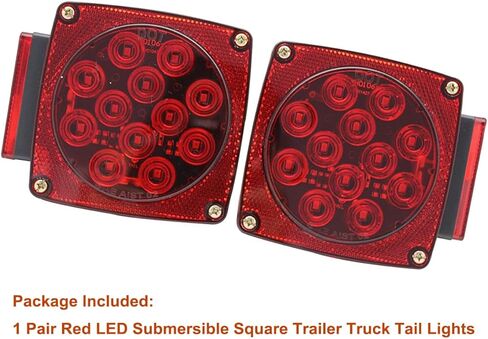 2PCS DC12 ضوء مقطورة مربع غاطس، IP68 مقاوم للماء، أضواء خلفية للمقطورة مناسبة للمقطورات أقل من 80 بوصة قارب مقطورة / تخييم / RV / تخييم / UTV / شاحنة in Kuwait