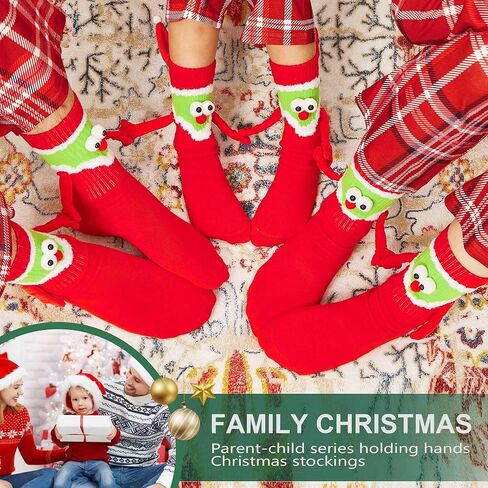 Funny Christmas Couple Holding Hands Socks, Novelty Xmas Magnetic Mid-Tube Socks Hand in Hand Socks for Couples Friends in Kuwait