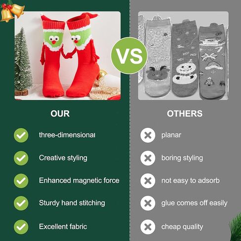 Funny Christmas Couple Holding Hands Socks, Novelty Xmas Magnetic Mid-Tube Socks Hand in Hand Socks for Couples Friends in Kuwait