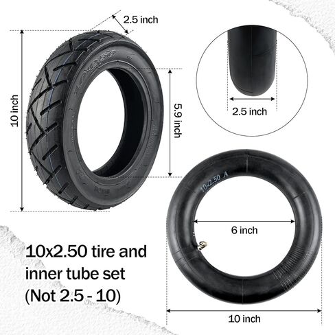10x2.5 Scooter Tire and Inner Tube Set for Smart Self Balance Electric Scooter 36v 48v 400w 500w 800w Hub Motor Front or Rear Replacement 60/70-6.5 Rubber Tire with CR202 90° Bent Valve Stem in Saudi Arabia