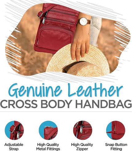 Krediz leather Crossbody Purses for Women, Multi Pocket Crossbody Purse with Adjustable Strap, Soft & Durable Leather Purse in Saudi Arabia
