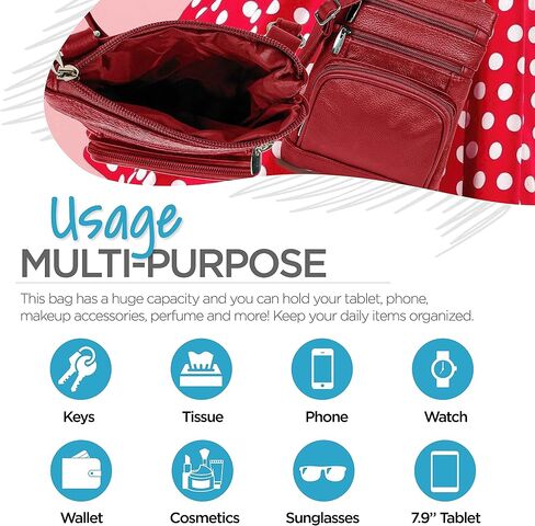 Krediz leather Crossbody Purses for Women, Multi Pocket Crossbody Purse with Adjustable Strap, Soft & Durable Leather Purse in Saudi Arabia