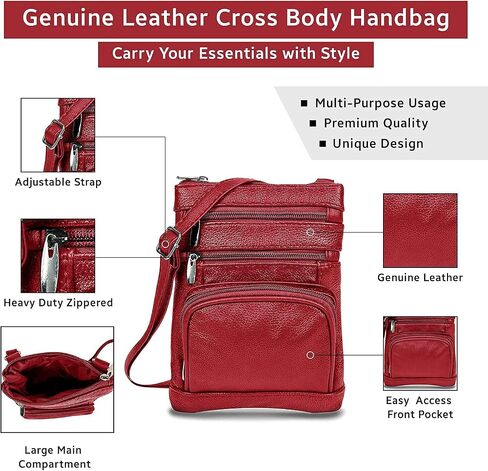 Krediz leather Crossbody Purses for Women, Multi Pocket Crossbody Purse with Adjustable Strap, Soft & Durable Leather Purse in Saudi Arabia