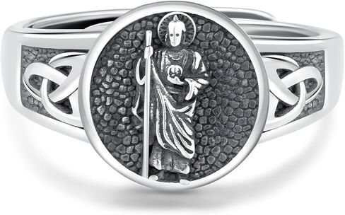St. Michael/Christopher/Peregrine/Ring for Men 925 Sterling Silver Catholic Adjustable Saint Jewelry Amulet Gifts for Women Unisex in Kuwait
