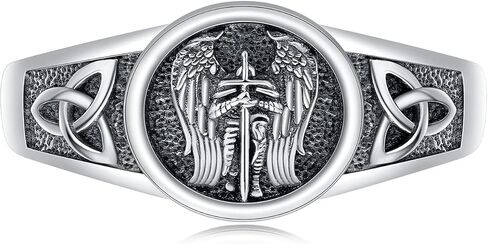 St. Michael/Christopher/Peregrine/Ring for Men 925 Sterling Silver Catholic Adjustable Saint Jewelry Amulet Gifts for Women Unisex in Kuwait