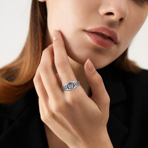 St. Michael/Christopher/Peregrine/Ring for Men 925 Sterling Silver Catholic Adjustable Saint Jewelry Amulet Gifts for Women Unisex in Kuwait