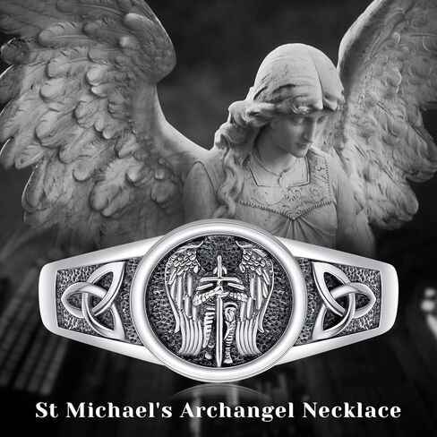 St. Michael/Christopher/Peregrine/Ring for Men 925 Sterling Silver Catholic Adjustable Saint Jewelry Amulet Gifts for Women Unisex in Kuwait