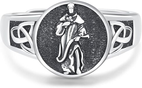 St. Michael/Christopher/Peregrine/Ring for Men 925 Sterling Silver Catholic Adjustable Saint Jewelry Amulet Gifts for Women Unisex in Kuwait