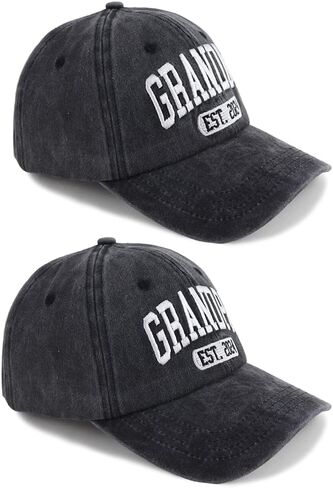 2PCS Grandpa & Grandma Est 2025 Hats for New Grandparents Gifts, Adjustable Embroidered Cotton Dad Mom Baseball Caps in Saudi Arabia