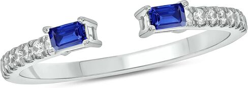 Cali Trove Sterlingsilver Diamond&Gemstone openRings for women.Stackable Sterling Silver Rings for women Open Rings for women.Gift for woman.Gift for Her.White in Kuwait