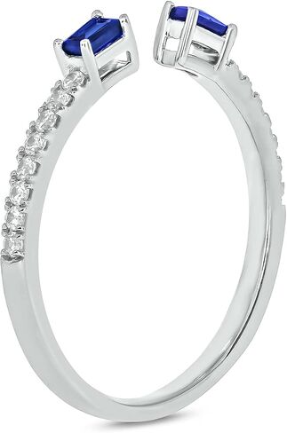 Cali Trove Sterlingsilver Diamond&Gemstone openRings for women.Stackable Sterling Silver Rings for women Open Rings for women.Gift for woman.Gift for Her.White in Kuwait