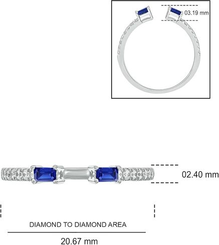Cali Trove Sterlingsilver Diamond&Gemstone openRings for women.Stackable Sterling Silver Rings for women Open Rings for women.Gift for woman.Gift for Her.White in Kuwait