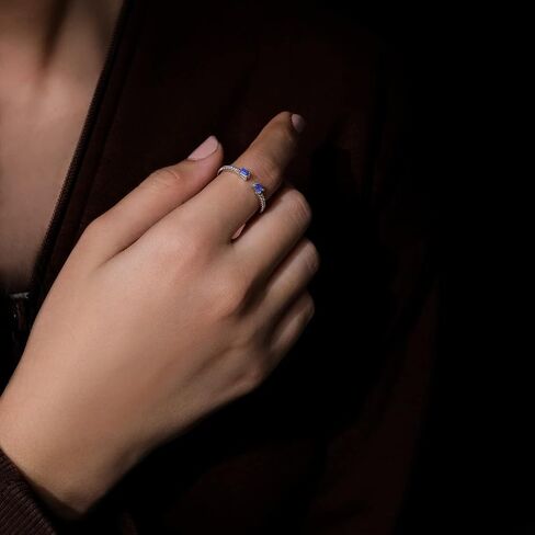 Cali Trove Sterlingsilver Diamond&Gemstone openRings for women.Stackable Sterling Silver Rings for women Open Rings for women.Gift for woman.Gift for Her.White in Kuwait