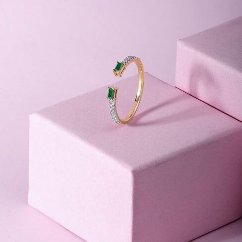 Cali Trove Sterlingsilver Diamond&Gemstone openRings for women.Stackable Sterling Silver Rings for women Open Rings for women.Gift for woman.Gift for Her.White in Kuwait