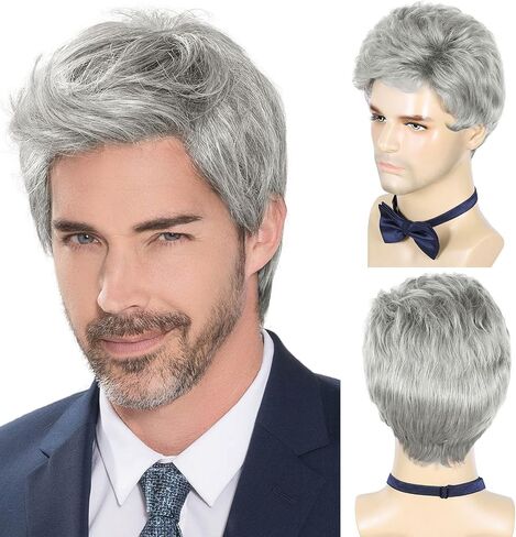 شعر مستعار رجالي قصير بني من DDHAIR للرجال شعر مستعار منفوش ذو طبقات طبيعية للاستخدام اليومي للهالوين شعر اصطناعي واقعي شعر مستعار للرجال in Kuwait
