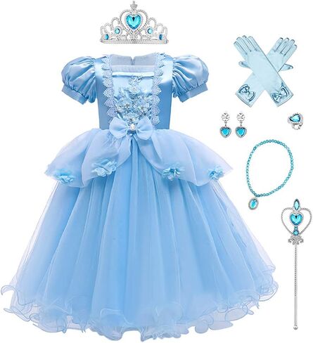 Girls Princess Dress Up Costume Butterfly Tulle Dress+Accessories Birthday Party Halloween Christmas Carnival Cosplay in Kuwait