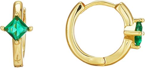 Gold Earrings for Women Trendy Emerald Birthstone Earrings Dainty Small Gold Huggie Hoop Earrings 14k Gold Plated Earrings Cubic Zirconia Earrings Birthday Gifts for Women Gold Jewelry in Saudi Arabia
