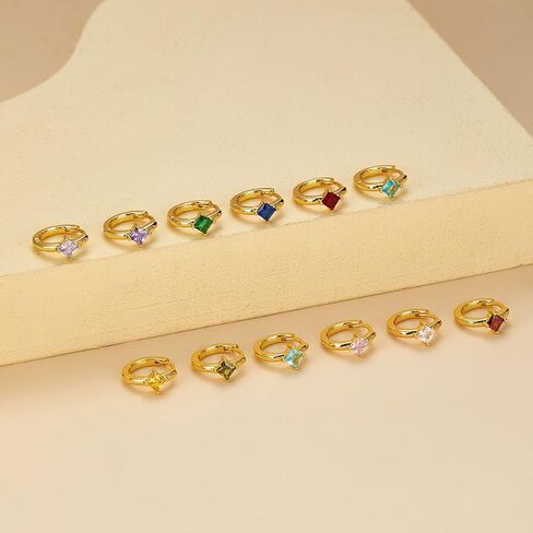 Gold Earrings for Women Trendy Emerald Birthstone Earrings Dainty Small Gold Huggie Hoop Earrings 14k Gold Plated Earrings Cubic Zirconia Earrings Birthday Gifts for Women Gold Jewelry in Saudi Arabia