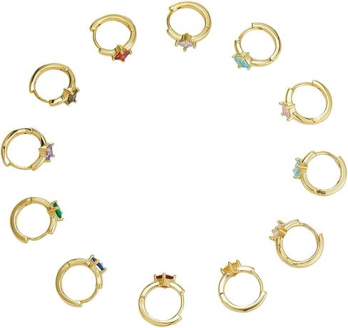 Gold Earrings for Women Trendy Emerald Birthstone Earrings Dainty Small Gold Huggie Hoop Earrings 14k Gold Plated Earrings Cubic Zirconia Earrings Birthday Gifts for Women Gold Jewelry in Saudi Arabia