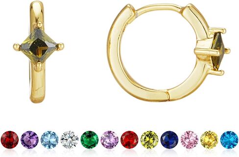 Gold Earrings for Women Trendy Emerald Birthstone Earrings Dainty Small Gold Huggie Hoop Earrings 14k Gold Plated Earrings Cubic Zirconia Earrings Birthday Gifts for Women Gold Jewelry in Saudi Arabia
