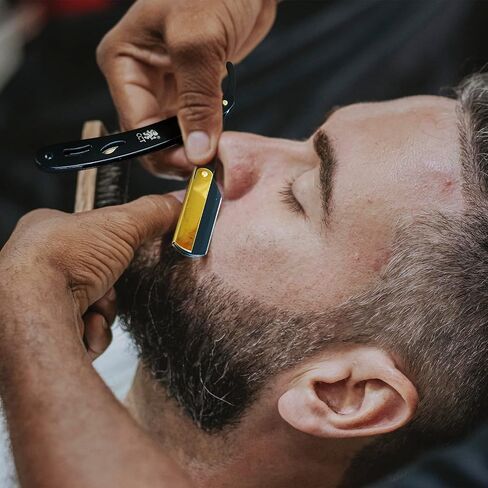 The Cambridge Cutthroat® Straight Edge Razor Kit with 10 Blades Missanda Hardwood & Stainless Steel Professional Barber Cut Throat Razor, Premium Mens Single Blade Razor Shaver, Moustache & Beard Shaper Trimmer, Leather Travel Pouch Included in Kuwait