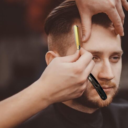 The Cambridge Cutthroat® Straight Edge Razor Kit with 10 Blades Missanda Hardwood & Stainless Steel Professional Barber Cut Throat Razor, Premium Mens Single Blade Razor Shaver, Moustache & Beard Shaper Trimmer, Leather Travel Pouch Included in Kuwait