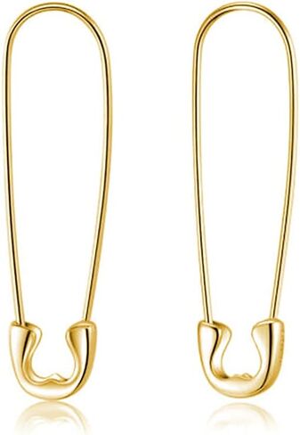 Reffeer 925 Sterling Silver Safety Pin Earrings Hoop for Women Teens Paperclip Earrings Hoop Pin Cartilage Earrings in Saudi Arabia
