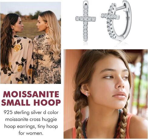 DAYBYDAY Huggie Earrings for Women 925 Sterling Silver/Gold Plated Moissanite Earrings, Tiny Small Huggie Hoop Earrings in Kuwait