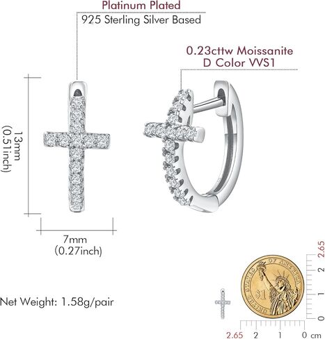 DAYBYDAY Huggie Earrings for Women 925 Sterling Silver/Gold Plated Moissanite Earrings, Tiny Small Huggie Hoop Earrings in Kuwait