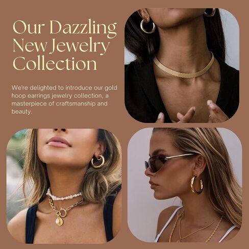 5MM Thick Gold Hoops Non Tarnish: Lightweight 14K Gold Plated Chunky Gold Hoop Earrings for Women Open Tube Hoops Trendy Minimalist Hypoallergenic Gold Jewelry 20/30/35/40MM in Kuwait