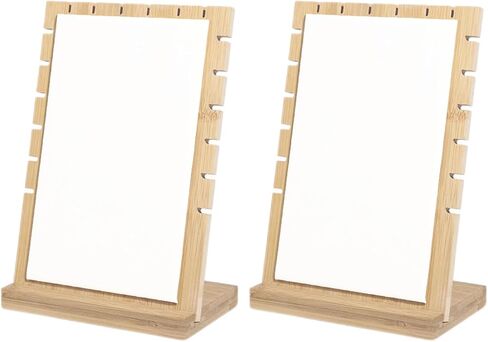 Necklace Jewelry Display Stand with Leather Soft Mat Bamboo Jewelry Stand Holder Organizer Jewelry Hanger Display for Necklaces, Bracelets (2PCS, White) in Saudi Arabia