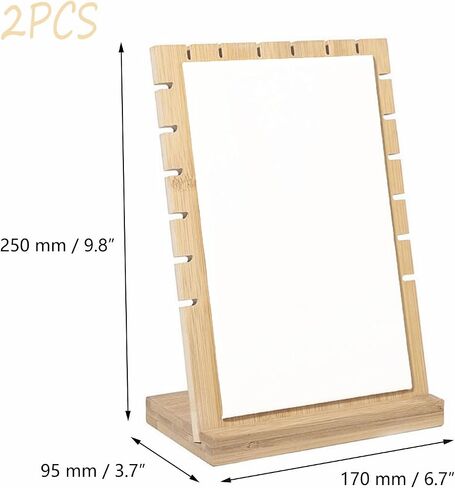 Necklace Jewelry Display Stand with Leather Soft Mat Bamboo Jewelry Stand Holder Organizer Jewelry Hanger Display for Necklaces, Bracelets (2PCS, White) in Saudi Arabia
