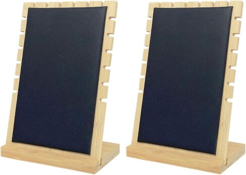 Necklace Jewelry Display Stand with Leather Soft Mat Bamboo Jewelry Stand Holder Organizer Jewelry Hanger Display for Necklaces, Bracelets (2PCS, White) in Saudi Arabia