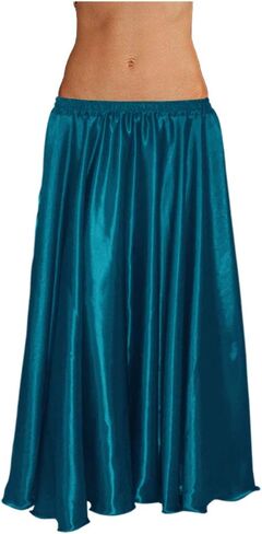 Indian Trendy 36" Long Women's Satin 2 Slit Full Skirt Belly Dance Gypsy Tribal 9 Yard Panel Jupe Flamenco Rock in Saudi Arabia